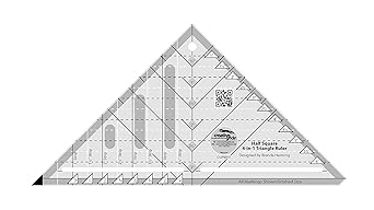 Creative Grids Half Square 4-in-1 Triangle Quilt Ruler CGRBH1 Made in USA, 5-1/2in x 10-1/2in, Non-Slip Grip Acrylic Quilting, Sewing, Crafting, Patchwork Ruler & Template