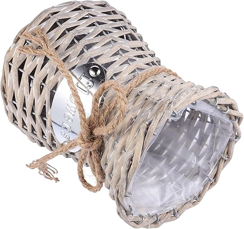 Jarrón rústico de mimbre, 1 unidad, jarrón tejido de bambú vintage, decoración rústica, decoración floral, jarrón de mimbre para piso, decoración