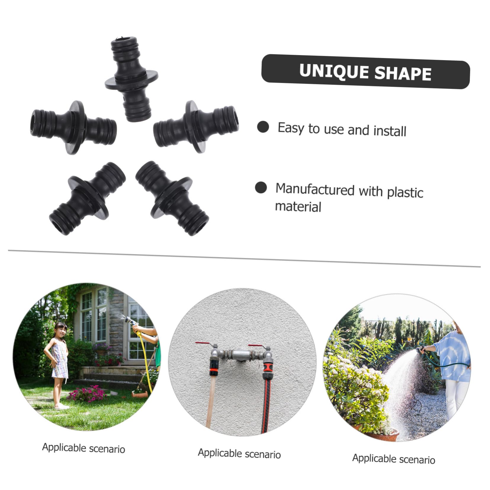 ifundom 5 Series Adaptador para Manguera Irrigación Conector Adaptador De Manguera De Jardín Agua Exterior Hose Accesorios De Conexión Rápida Conectar Tubo El Plastico Negro 25 Piezas X 5