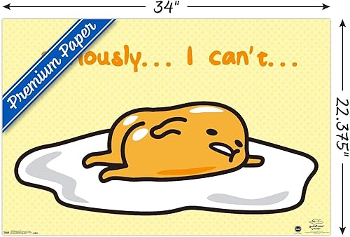 Miniatura 3 de Trends International Gudetama - Póster de pared con texto en inglés "I Can't Wall", 22.375 x 34 pulgadas, versión premium sin marco