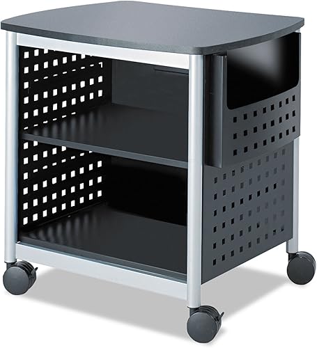 Miniatura 2 de Safco Productos Soporte para impresora lateral de escritorio Scoot 1856BL, negro, 200 libras de capacidad, ruedas giratorias, acabado con