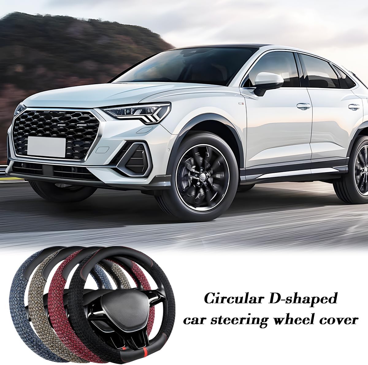 Car Steering Wheel Cover, 14.5-15" Breathable Linen Sporty Vehicle Steering Wheel Protector with Non-Slip Lining, Automotive Interior Decoration Accessories, Universal Fit (Black) - Image 5