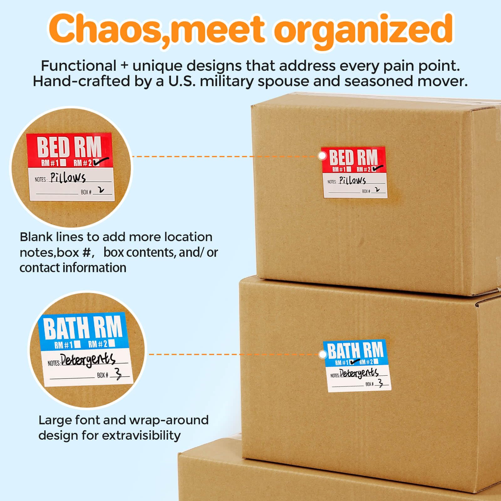 Removable Box Labels Color Coded Moving Labels - 240 Pack With 5 Colors ...