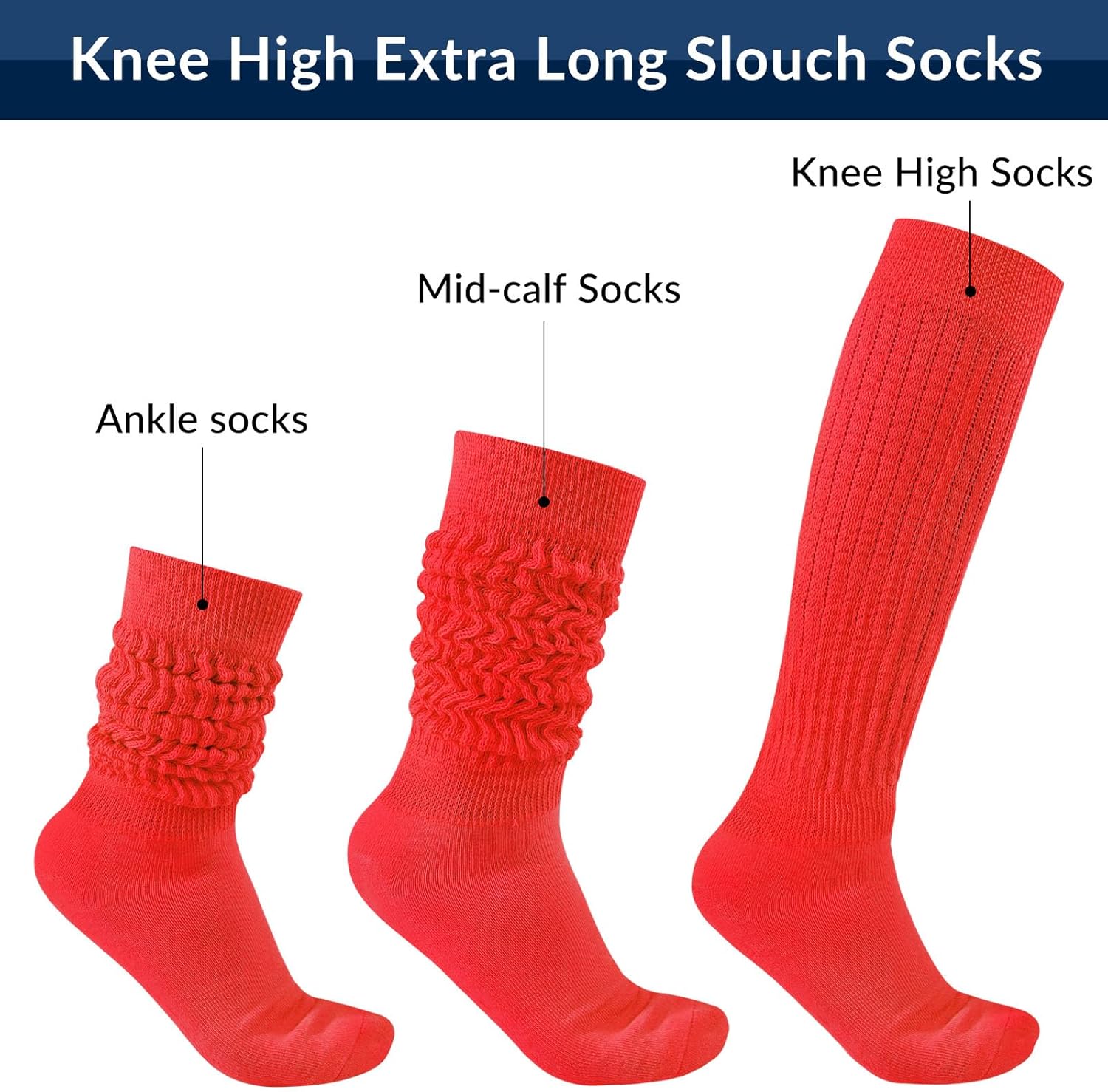 Witwot Slouch Socks Women Knit Knee High Boot Long Tube Scrunch Sock for Woman - Image 5