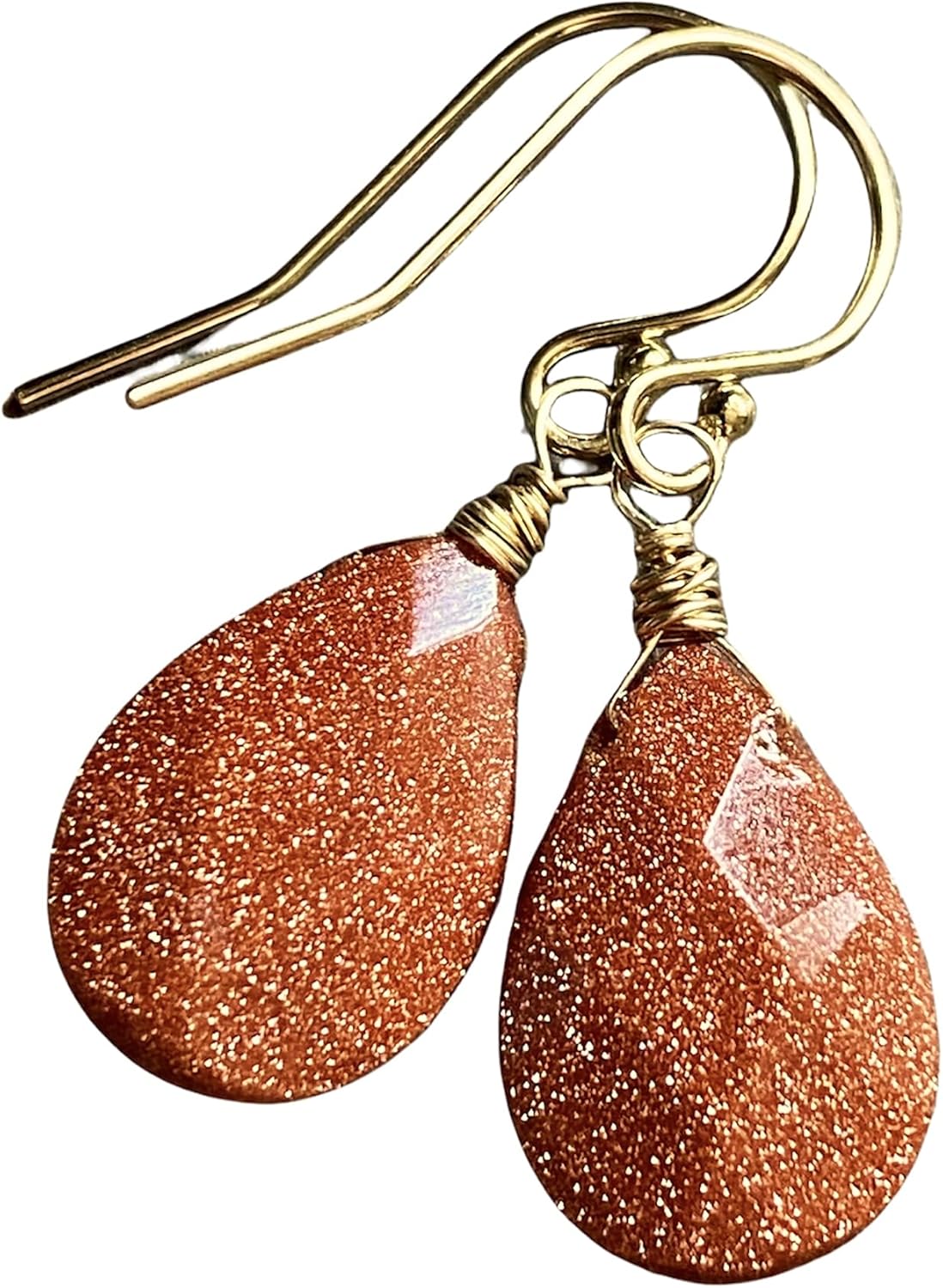 Handmade Brown Goldstone Earrings 14k Gold Filled Dangle