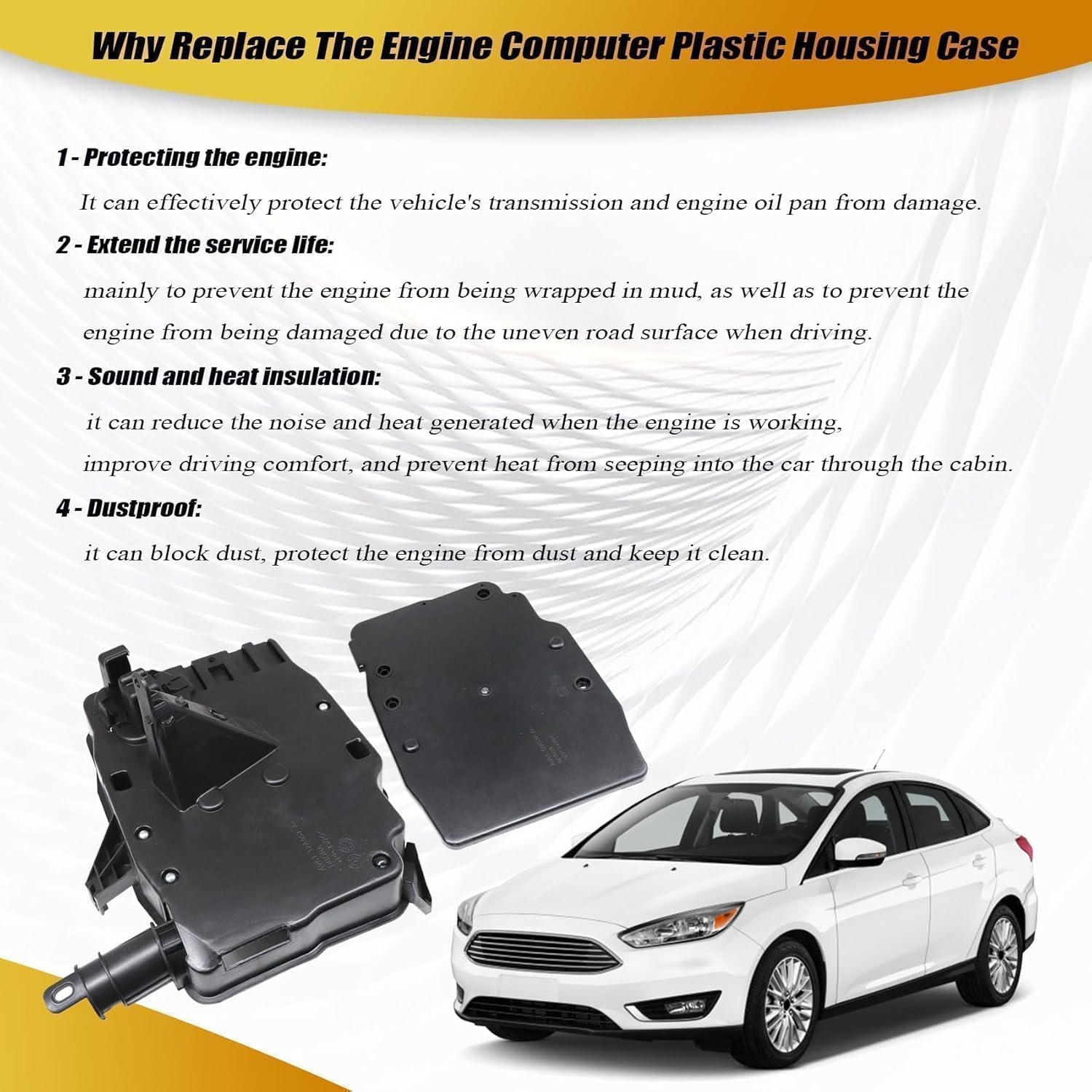 Priprilod Engine Computer PCM Plastic Housing Case Box Fit For Ford Focus 2012-2018 Fit For Escape 2013-2016 Fit For Lincoln MKC 2015 2016#CV6Z-12A659-C CV6Z-12B523-C CV6Z12A659C CV6Z12B523C