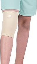 KARM Kids Knee Support Sleeve - Childs Osgood Schlatter Knee Support Kids for Football, Sports, Arthritis Pain, Compression, Children - Boys & Girls (Beige)
