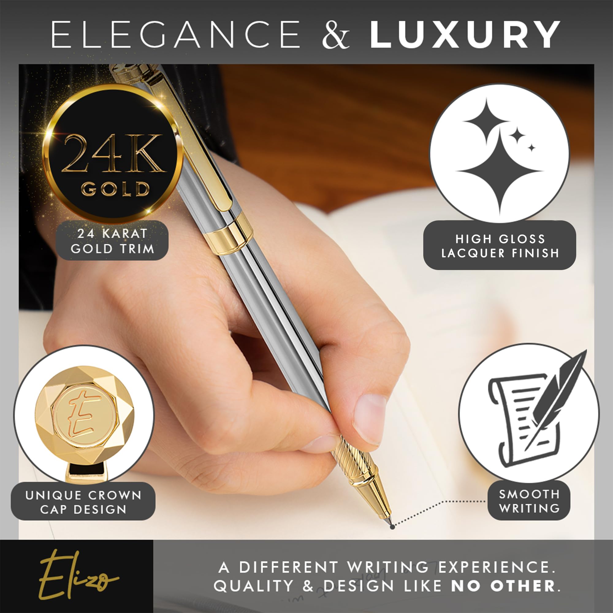 Amazon | Elizo 高級ペン ファンシーペン 本物 24K 金メッキ トリム