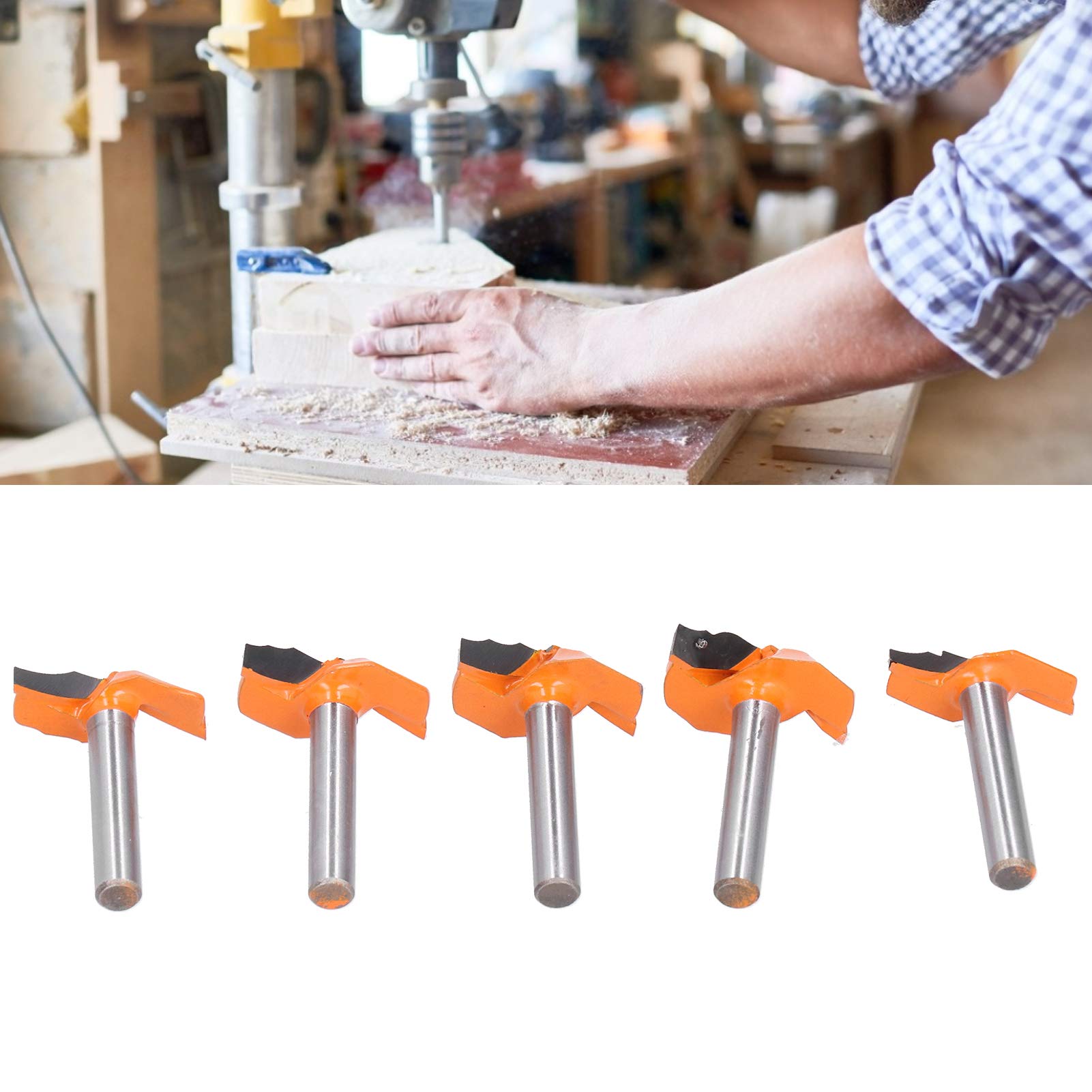 Set di 5 frese per fresa con gambo da 6 mm, frese per lavorazione del legno con punta in carburo di grado professionale, per la realizzazione di ante di armadietti e lavora