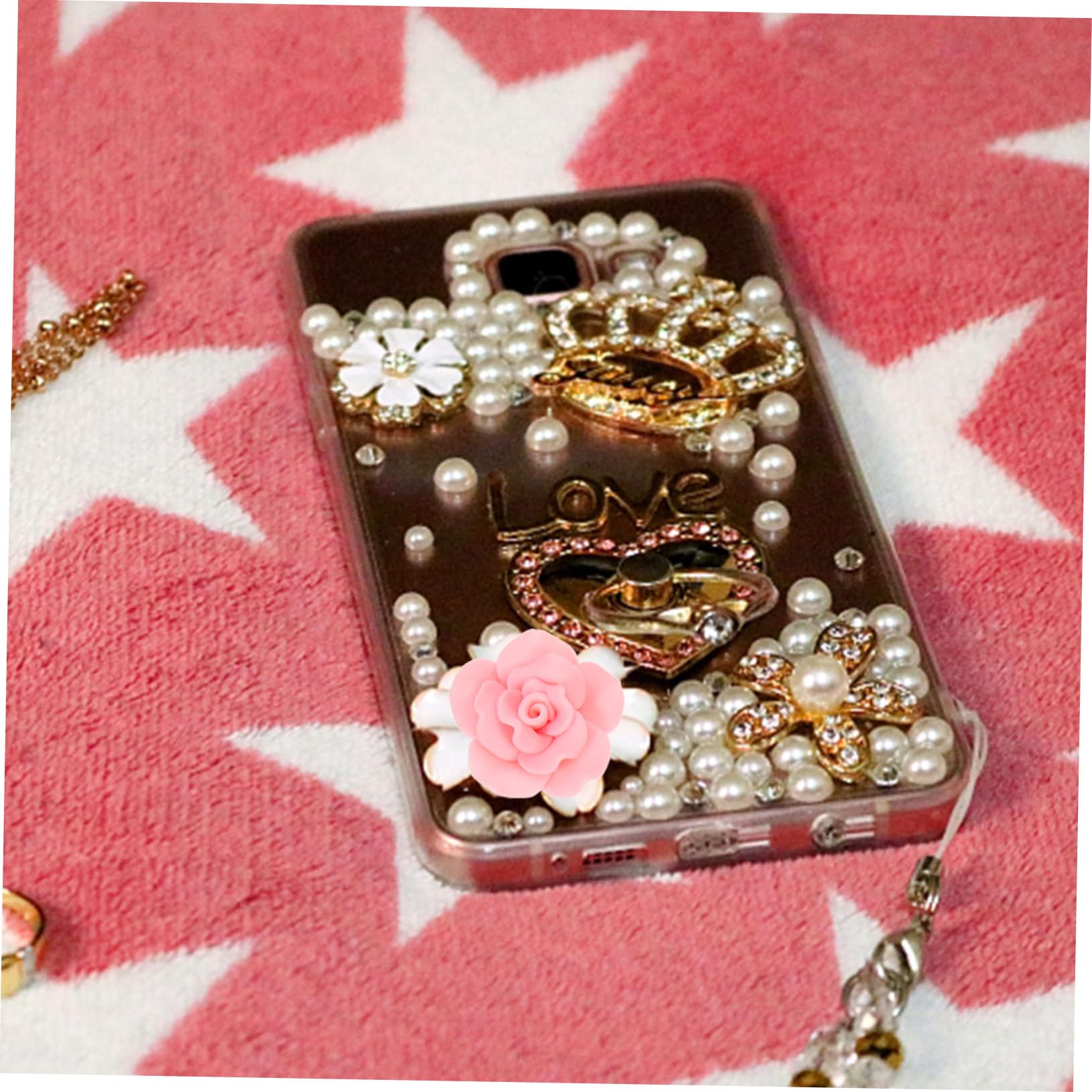 Angoily Conjunto De Flores De Arcilla Polimérica Bricolaje Encantos De Frutas Arcilla Para El Cabello Encanto De La Caja Del Teléfono Accesorios Para Celular 3d Rosa