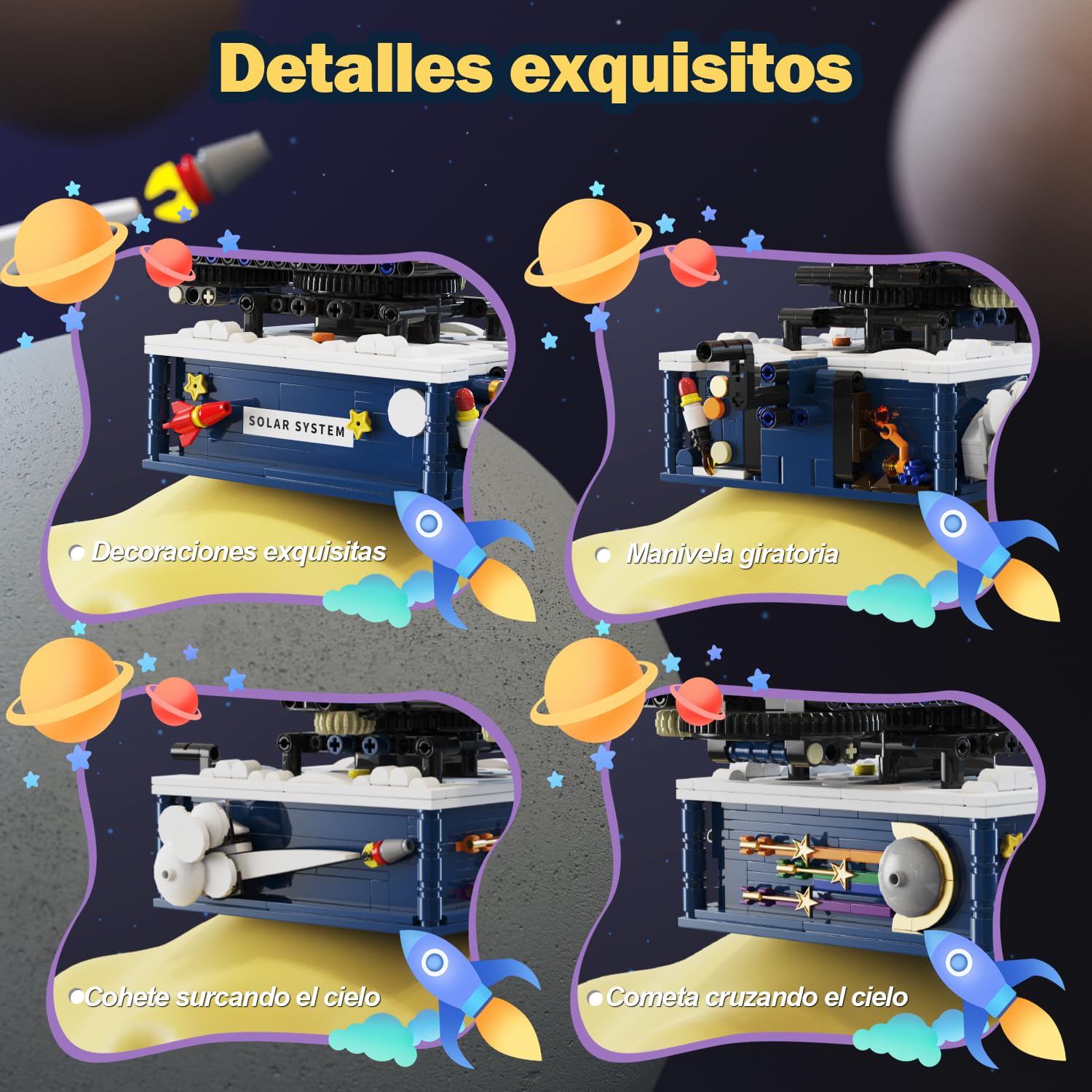 Technic Sistema Solar Modelo Juguete de Construcción con Luz – 775 Piezas Sistema Solar Giratorio Modelo 8 Planetas y Cohete, Bloques de sujeción Regalos para 6 7 8 10 12+ años Niños Niñas Adultos