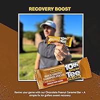Vista 5 de 10th Tee Plus+ Barra de chocolate y caramelo de maní hecha con ingredientes naturales, barras de 1.76 onzas (12 unidades) Barra energética de golf