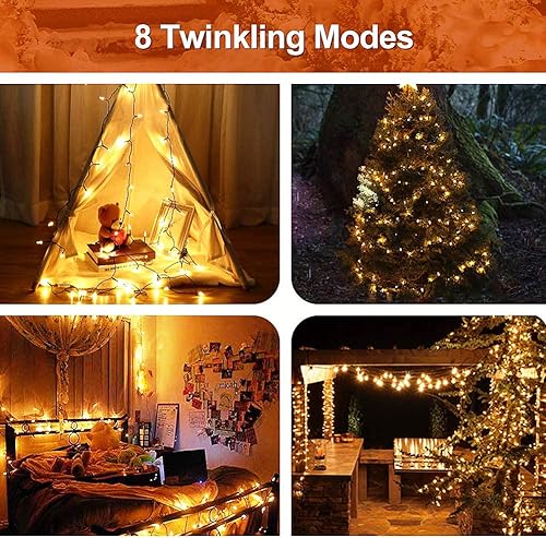 Miniatura 4 de MASHANG Luces de Navidad, 50 luces LED para exteriores con temporizador y 8 modos, 3 AA funciona con pilas, impermeable, para decoración de