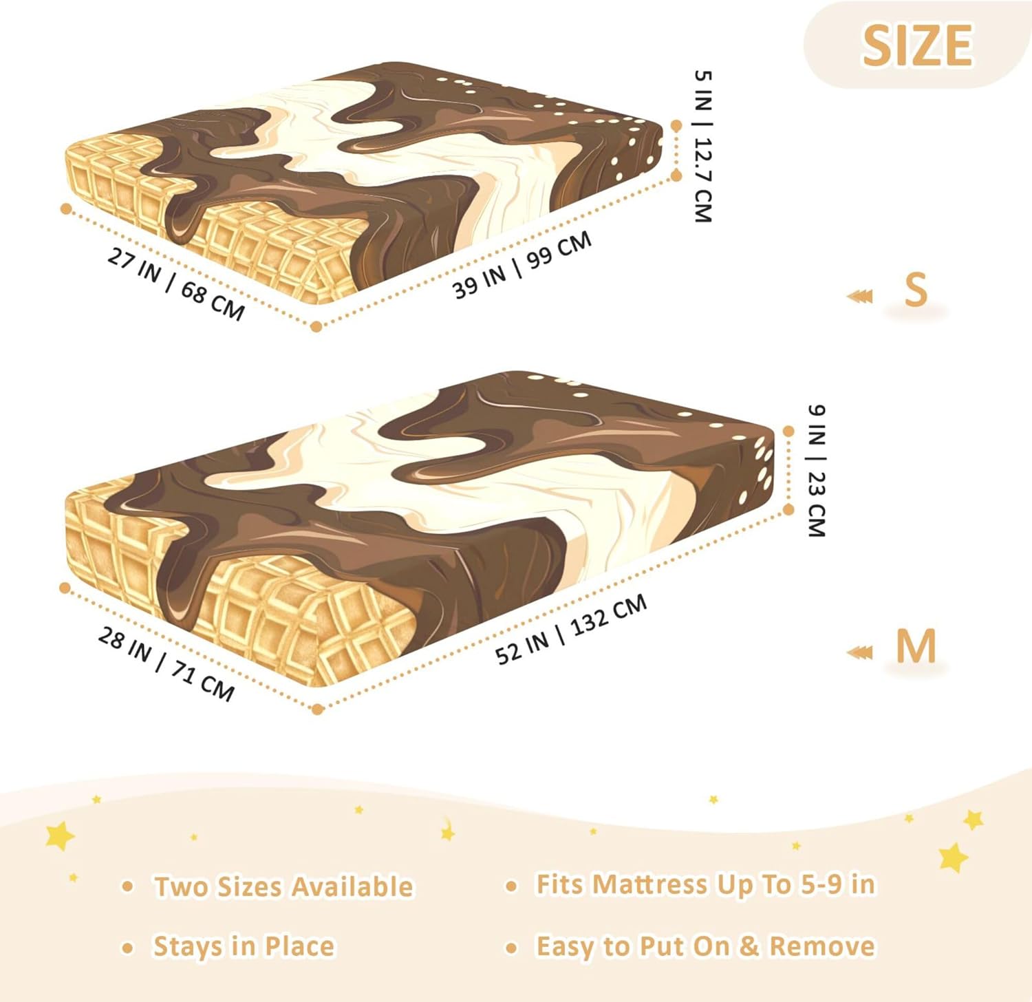 Kawaii Ice Cream Chocolate Crib Sheets Soft Breathable Fitted Cotton Baby Crib Sheets Mattress Cover for Girl Boy, 52" x 28" x 9"