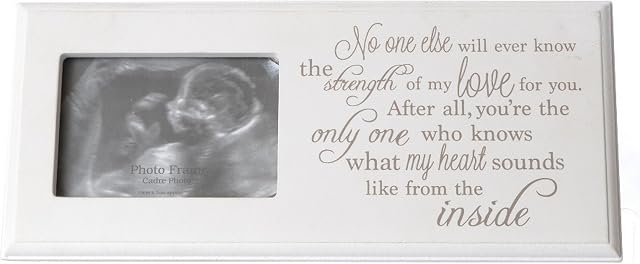 Baby Scan Picture Frame with Cute Sentiment Verse in Cream & White
