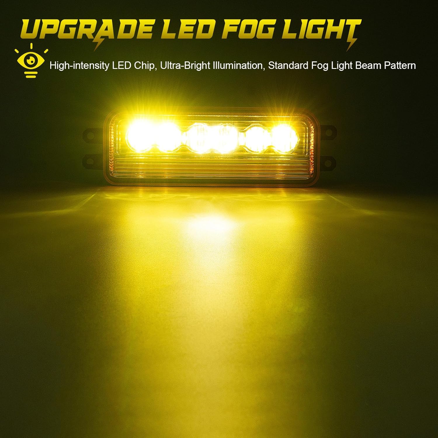 Yellow Fog Lights Fit for 2024-2025 Tacoma, 2025 4Rrunner, 2022-2025 Tundra, 2023-2025 Sequoia, 2 Packs LED SAE Fog lamp, Amber Light Kit