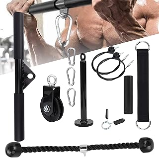 AUHX Equipamento de fitness, sistema de polia para ginástica, acessórios de máquina de exercícios, barra de polia de treinamento de força, alça de puxar para exercícios de tríceps, exercícios em casa, academia