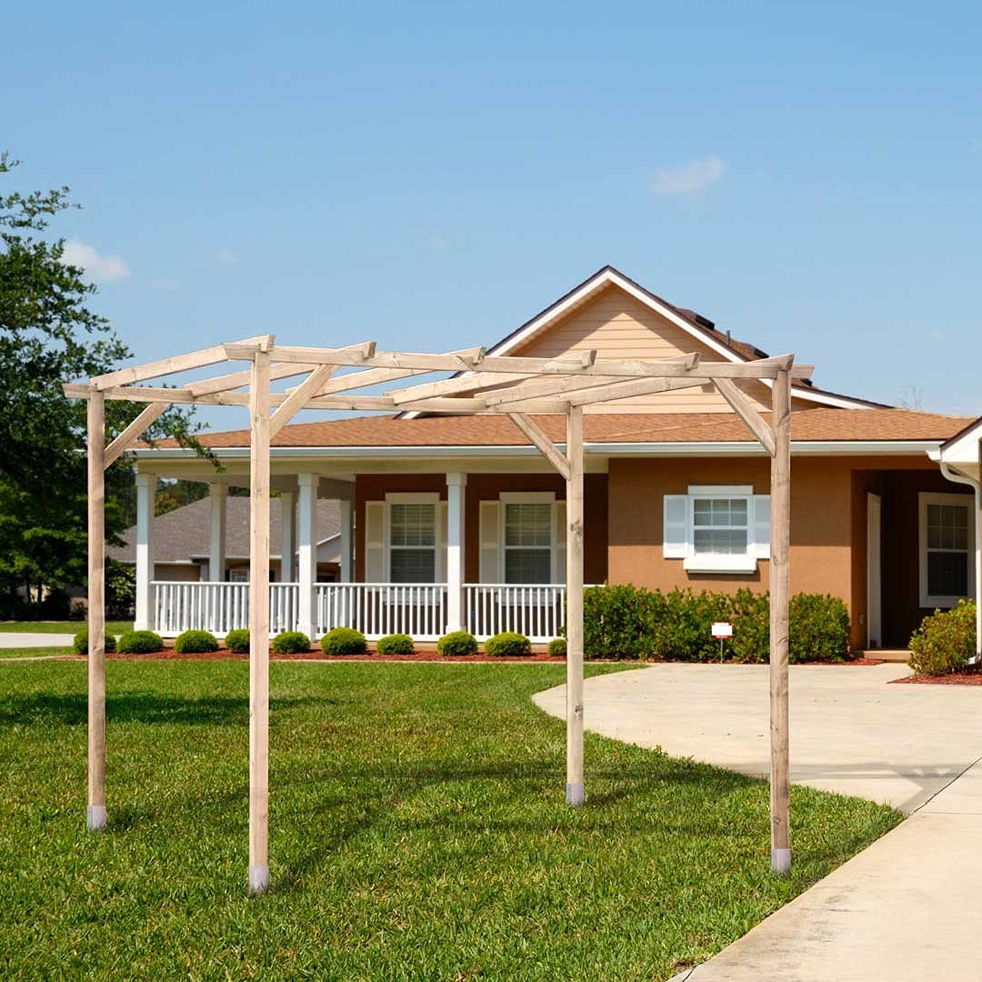 Nortene Kit Pérgola De Madera para Jardín (3x2.5x2.4 M) + Postes (7x7m) | Madera Resistente Tratada En Autoclave 3
