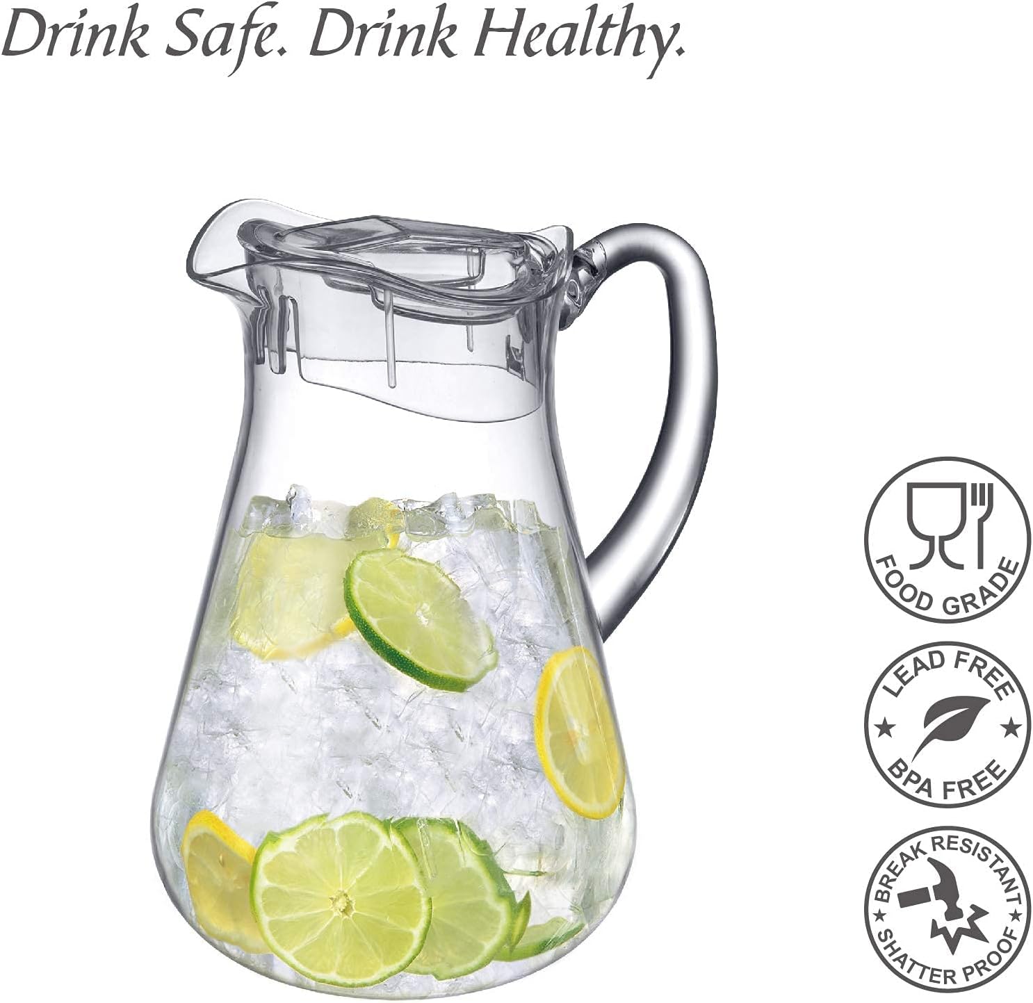 Amazing Abby - Droply - Plastic Pitcher (64 oz, 2 Quart), Clear Water Pitcher with Lid, Fridge Jug, BPA-Free, Shatter-Proof, Great for Iced Tea, Sangria, Lemonade, Juice, Milk, and More - Image 4