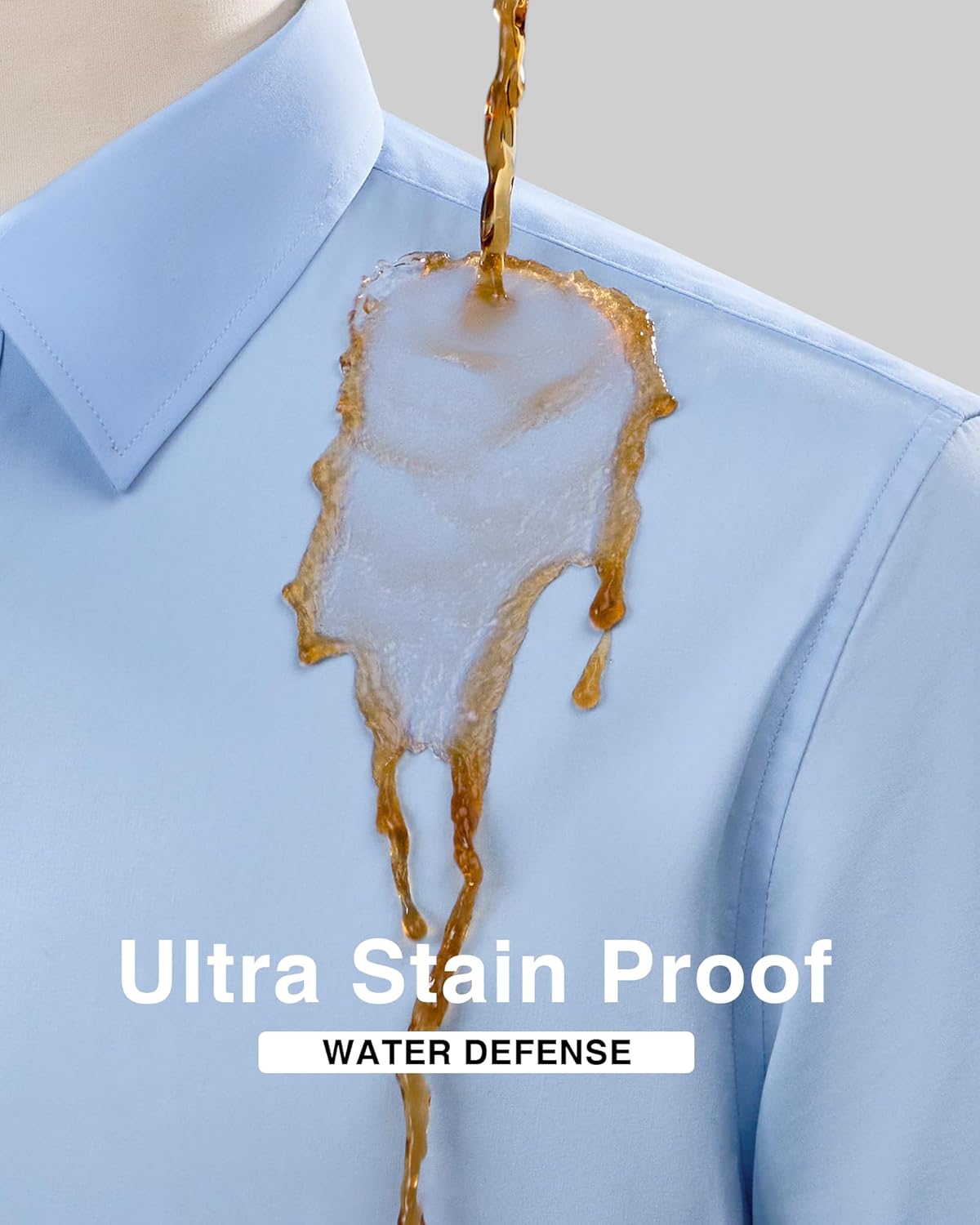 Mens Short Sleeve Dress Shirts Stain Shield Solid Button Down Shirt Casual Business Work Wedding Stretch Formal Shirt - Image 2