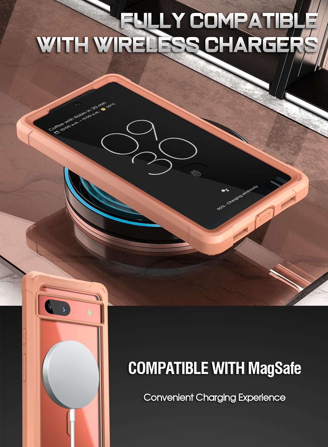 Poetic Guardian MagPro Hülle Für Google Pixel 7A - Robuste Hybridhülle Mit MagSafe (korallenrot) & Displayschutz