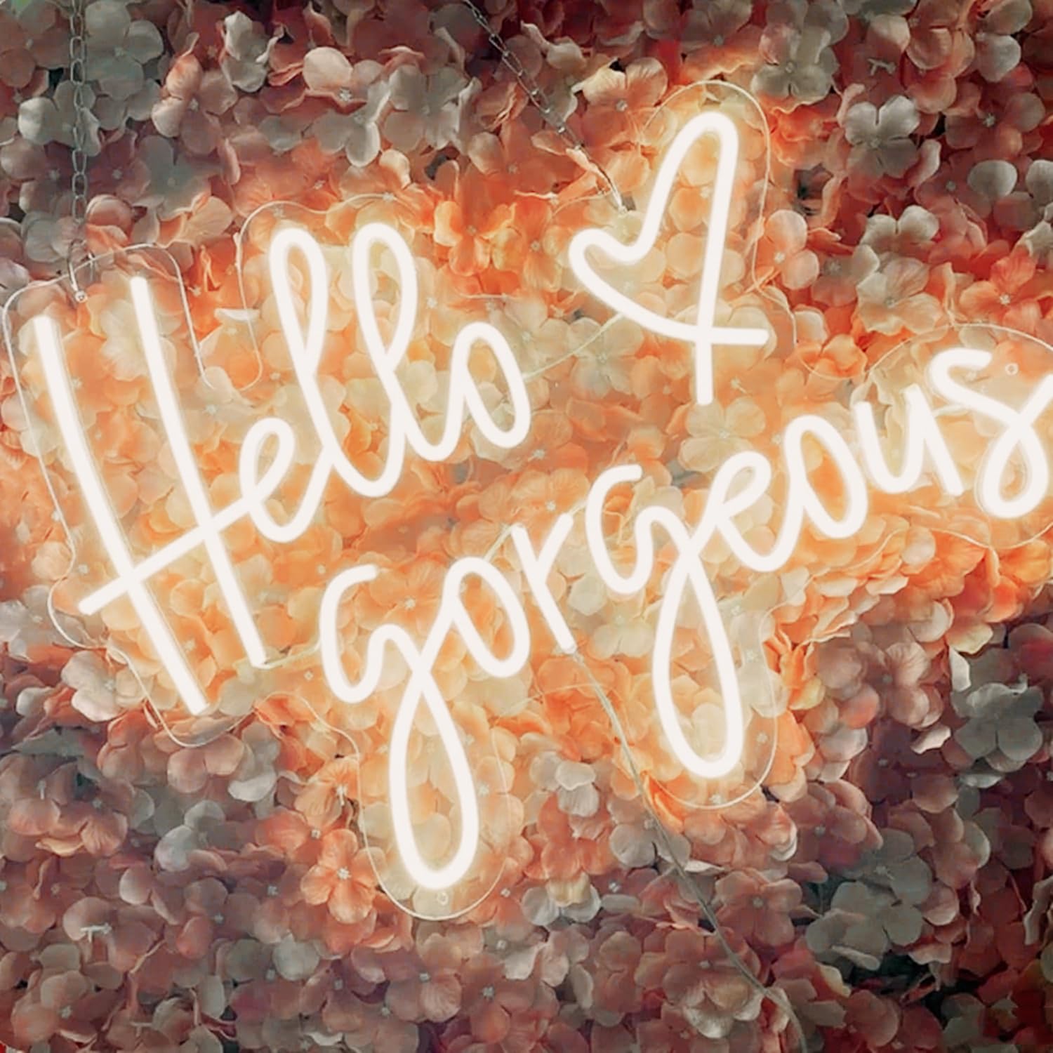 Hello Gorgeous Neonschild, Warmweiß LED Neonschild Dekorative Kunstlampe mit Dimmbarem Schalter für Zuhause, Hochzeit, Geburtstag, Hintergrundparty, 43,2 x 25,4 cm, USB-betrieben (Warmweiß)