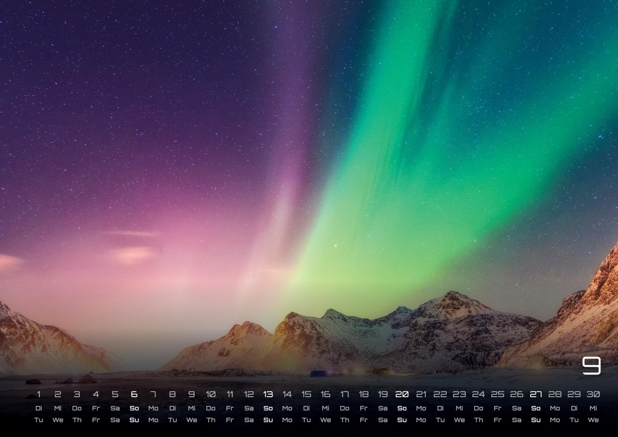 Polarlichter - grandiose Naturschauspiele - 2026 - Kalender DIN A2: Der Wandkalender mit den schönsten Motiven der Polarlichter im hohen Norden für ... extragroßen Format DIN A2 (ca. 60 x 42 cm)!
