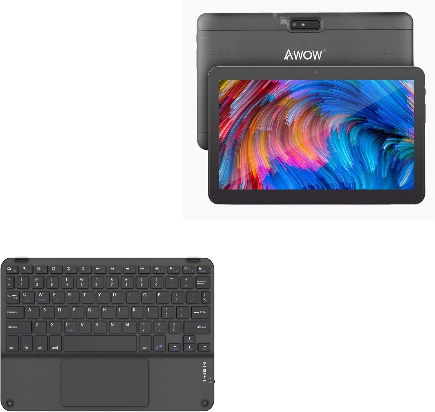 BoxWave Keyboard Compatible with AWOW Android 10 Go Tablet MID-1085 (10.1 in) - SlimKeys Bluetooth Keyboard with Trackpad, Portable Slim TouchPad - Jet Black