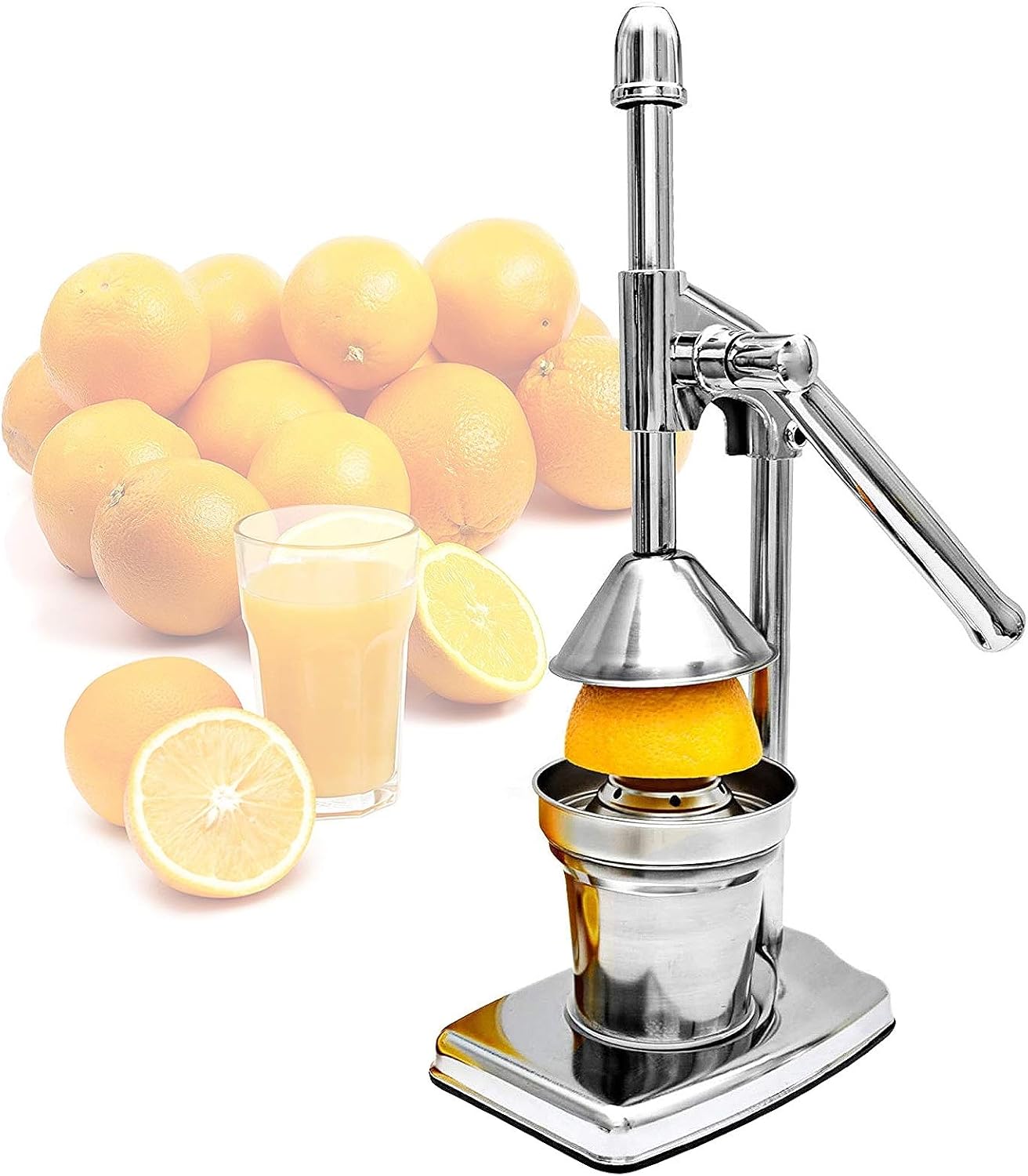 MHGLOVES Professional Hand Juicer, Stainless Steel Lever Citrus Juicer