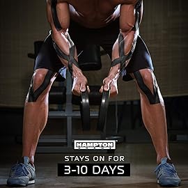 Hampton Adams | As Seen on Shark Tank | Elastic Kinesiology Tape (Bulk Roll) | 135ft Uncut | Supports & Protects Muscle Wrist Knee Shoulder Back Plantar Fasciitis | Waterproof Hypoallergenic (Black)