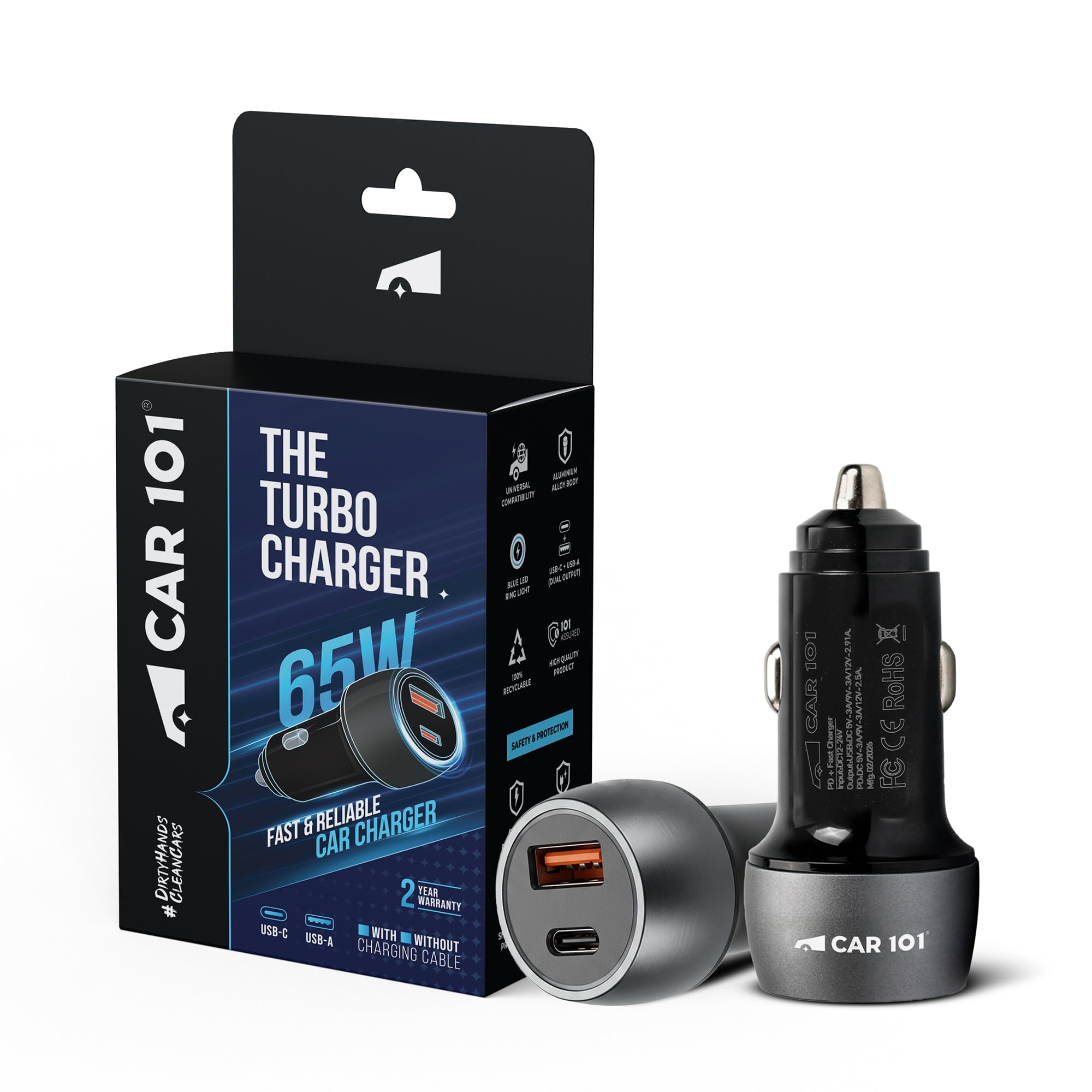 CAR101 Dual Port Car Charger 65W Max | USB-A + USB-C Fast Charging Adapter | Compatible with iPhone, Android, Tablets, Laptops | 12V/24V Vehicle Power Adapter | Smart Output Control-image-42