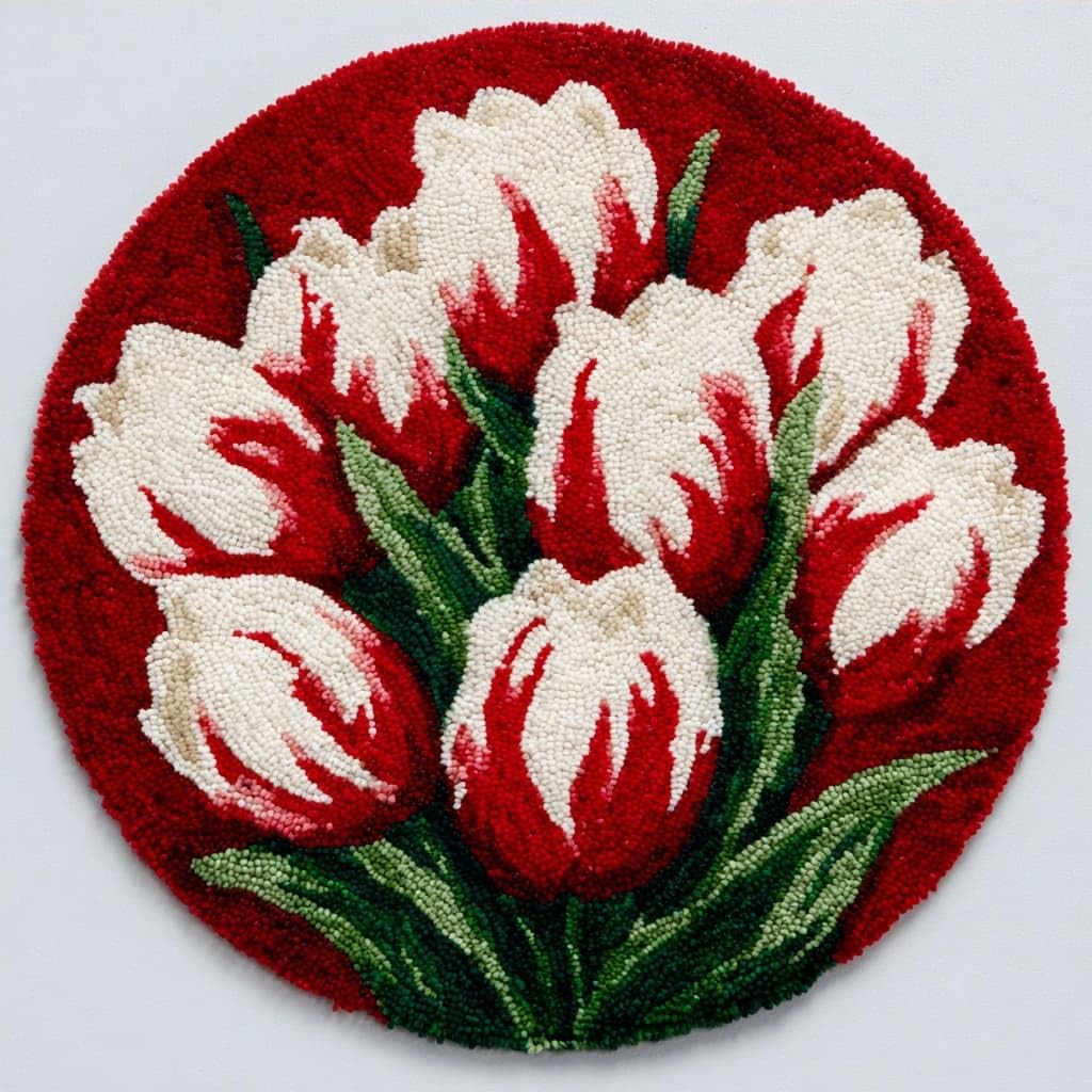 AMBATTERY Latch Hook Kits for Adults,Rug Making Kit,Tulip Flowers
