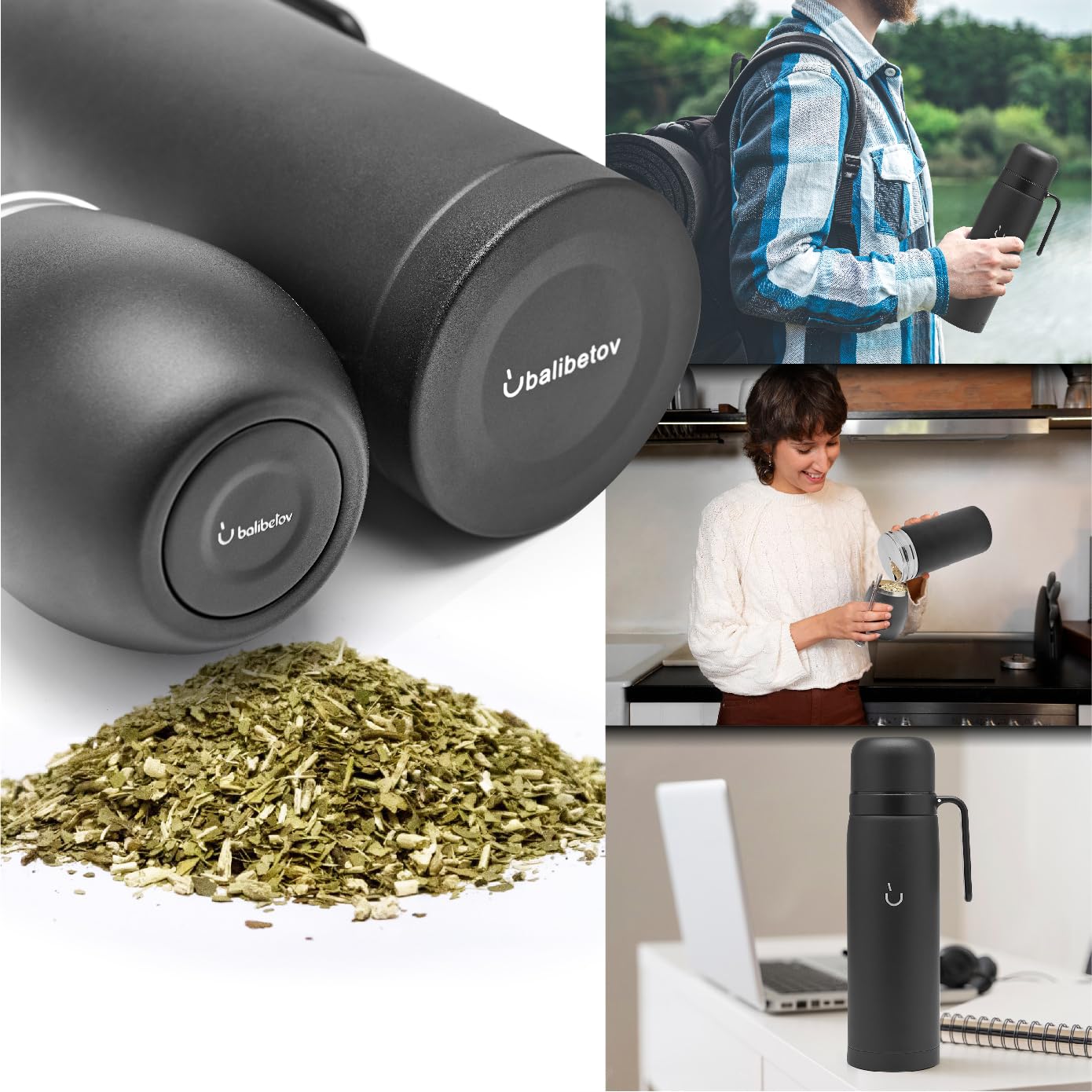 BALIBETOV Set Yerba Mate Completo con Tazza Mate, Thermos, Contenitore Yerba (Yerbero), Bombilla e Spazzola per Pulizia – Kit in Acciaio Inossidabile 304 18/8 a Doppia Parete – Accessori per Mate