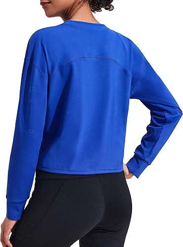 Pinspark Camisetas cortas de entrenamiento de manga larga para mujer, ajuste holgado, de secado rápido, camisetas atléticas para correr