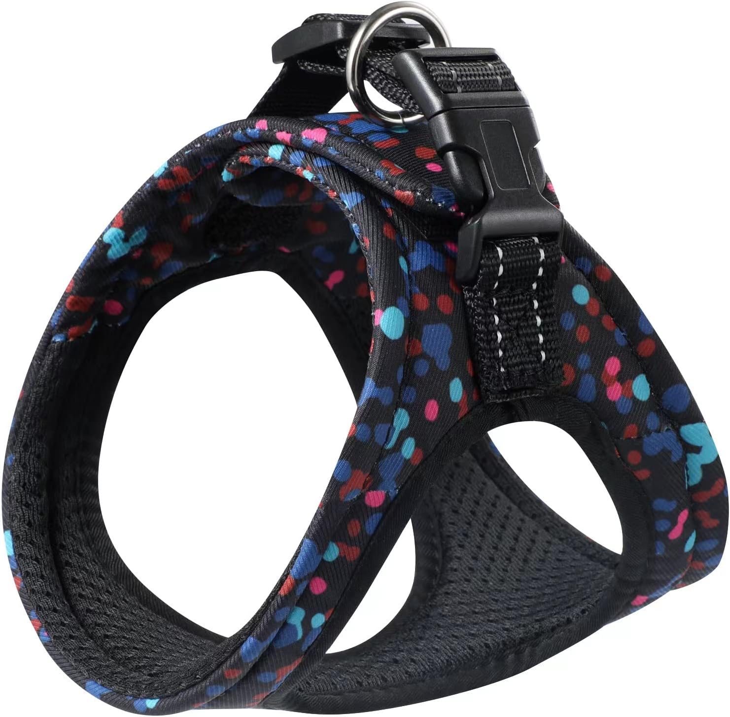 Dog Vest Harness, No-Pull Adjustable Velcro with Soft Sponge Pad and Reflective Handle Belt Metal Leash Hooks for Puppy Small Dogs Cats with Chest Size 11.8″ -15.7″ (XS, Colorful Bubble)