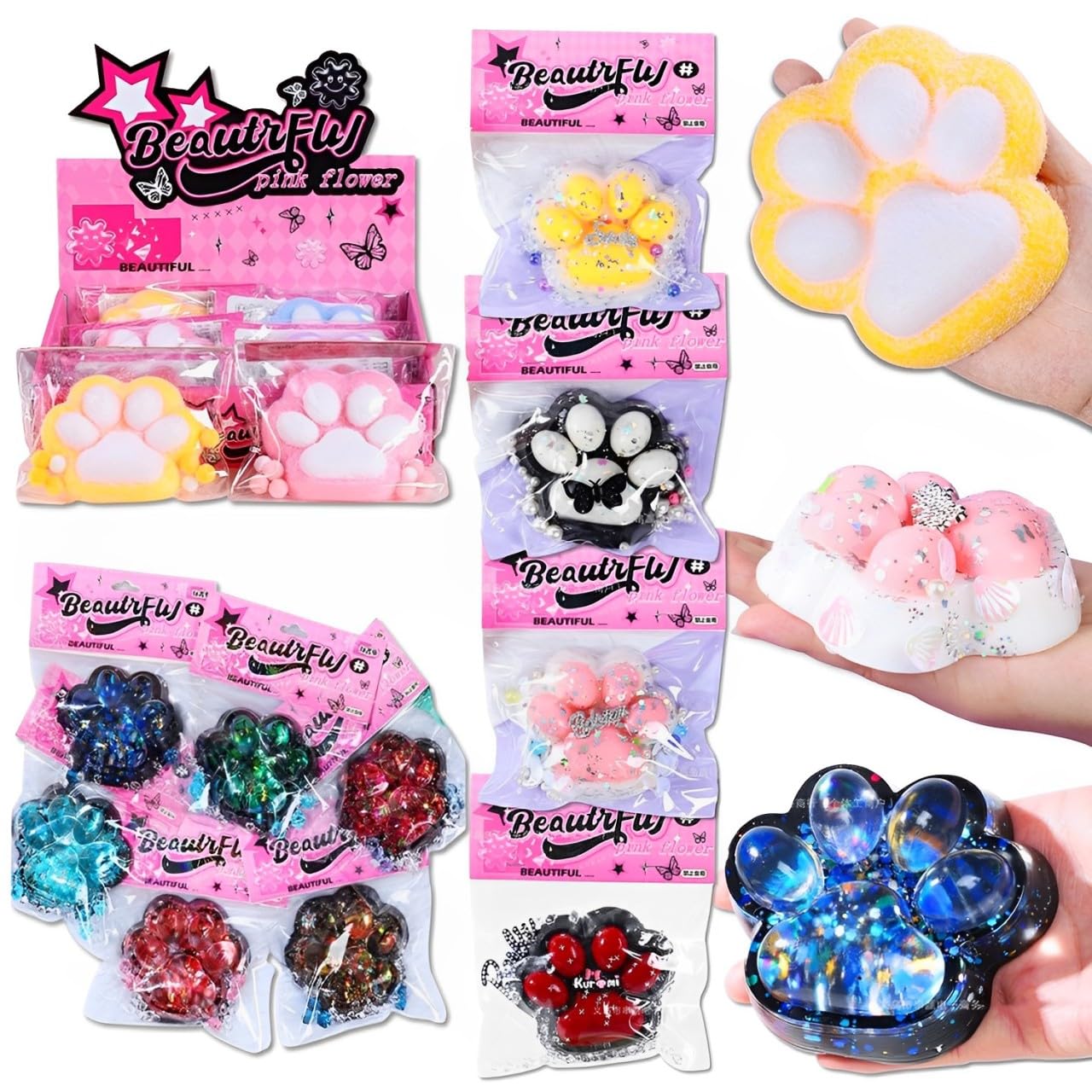 ハンナ　スクイーズ　小爪ちゃん　6点セット　捏捏 Amazon | スクイーズ おもちゃ 猫の爪 スクイーズ 肉球 4/5/6点セット