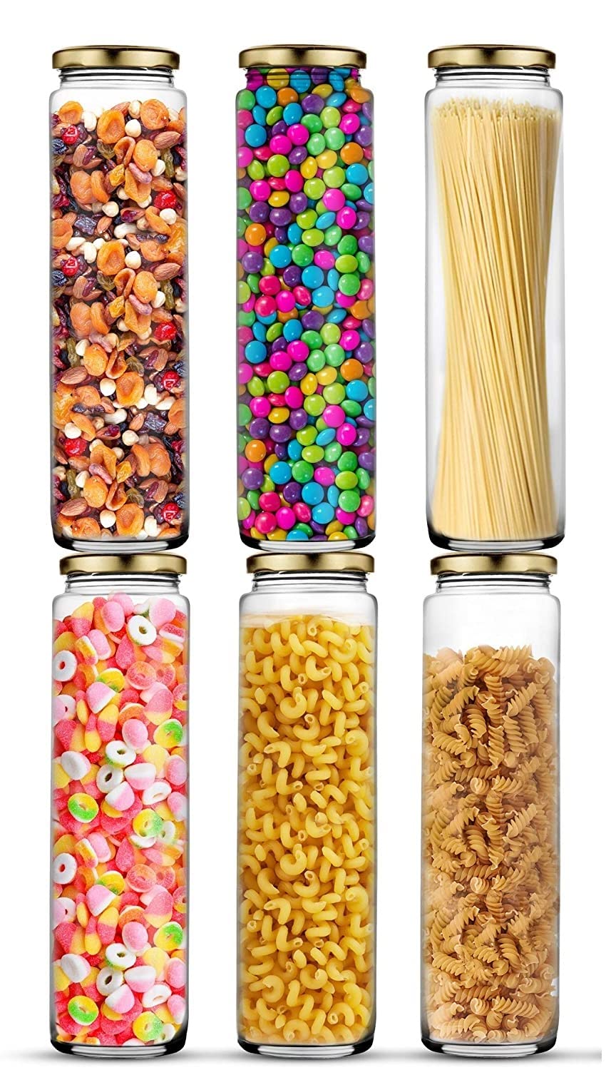 ZEPOLI Glass Jars And Container 500 ML Pack Of 6 With Air Tight Lid Storage of Spices and Dry Fruit Masla Storage Jar,Honey Jar (BIG BAMBOO)