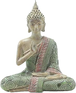 8"H Colored Thai Earth Touching Shakyamuni Meditating Buddha Figurines Peace Luck Prosperity Feng Shui Statues Home Decor Housewarming Gift G16511-Thai Buddha