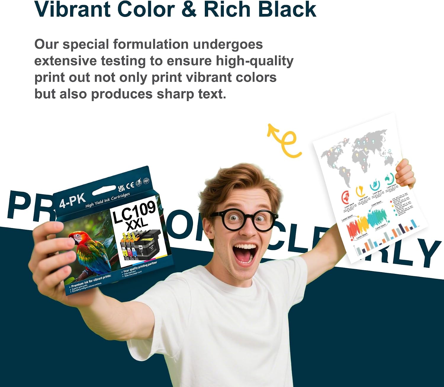 LC109XXL High Yield Ink Cartridges Replacement for Brother LC109BK LC105C LC105M LC105Y Work for MFCJ6520DW MFCJ6720DW MFCJ6920DW Printer(4-Pack,BK/C/M/Y)