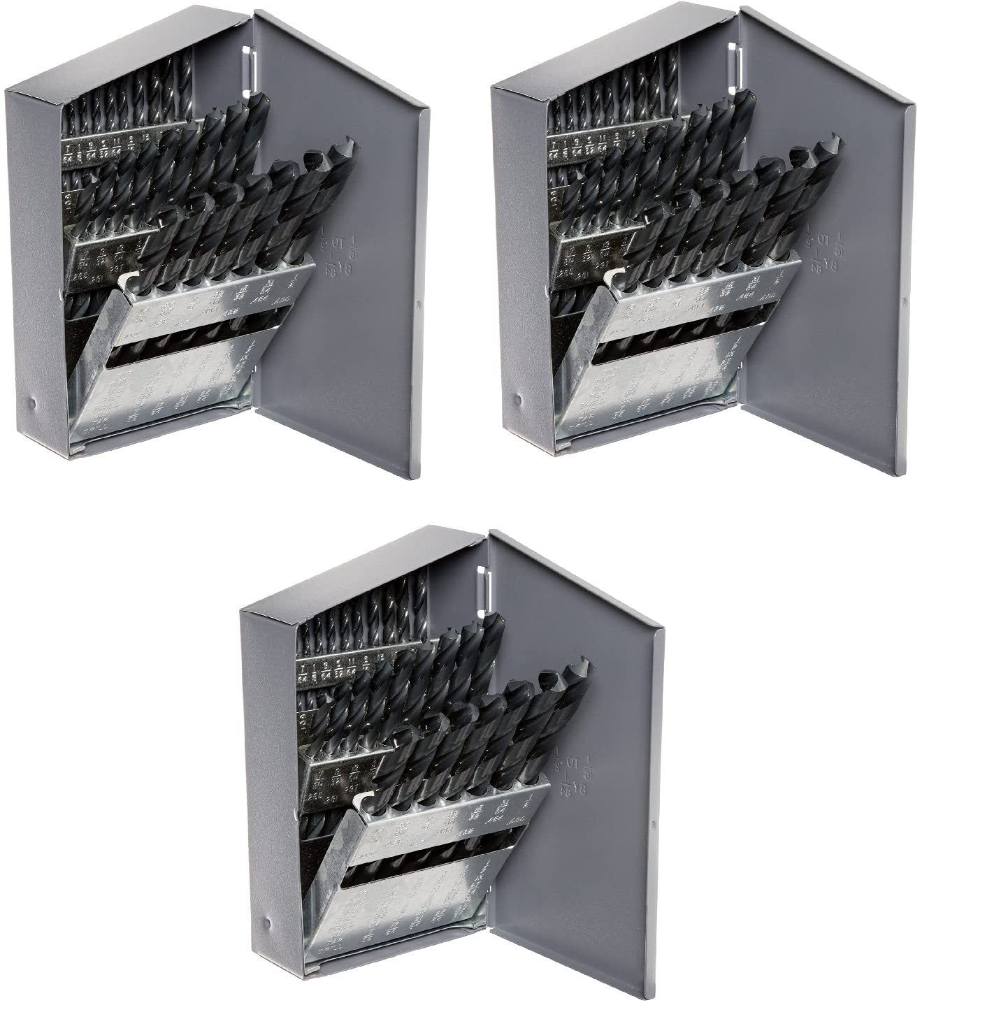 Chicago Latrobe 57714 150 Series High-Speed Steel Jobber Length Drill Bit Set with Metal Case, Black Oxide Finish, 118 Degree Conventional Point, Inch, 29-Piece, 1/16" - 1/2" in 1/64" increments (3)