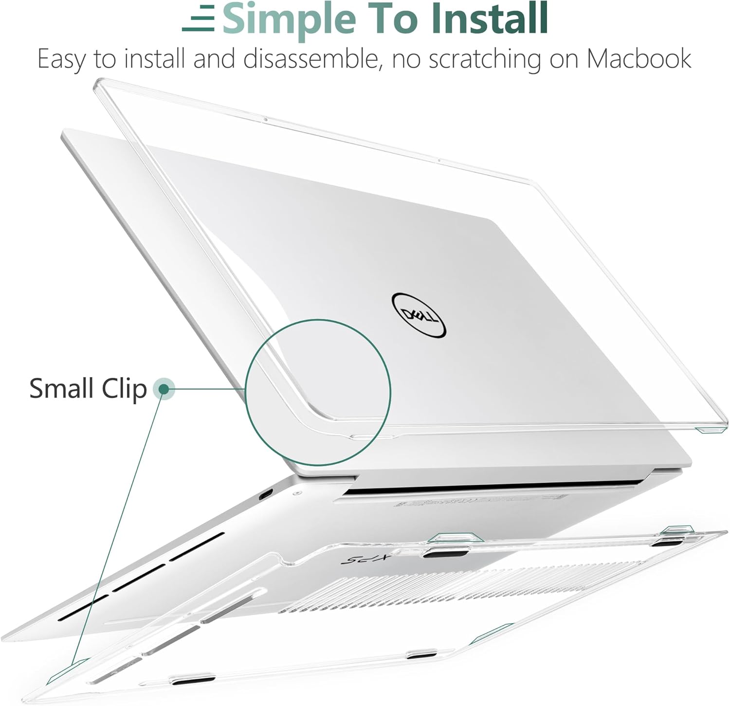 Batianda Crystal Case for Dell XPS 13 Laptop Copilot+ PC 13.4" Display 2024 Release Model 9345/9350 Lightweight Clear Hard Cover with Scratch-Resistant Protection, Easy Installation, Transparent