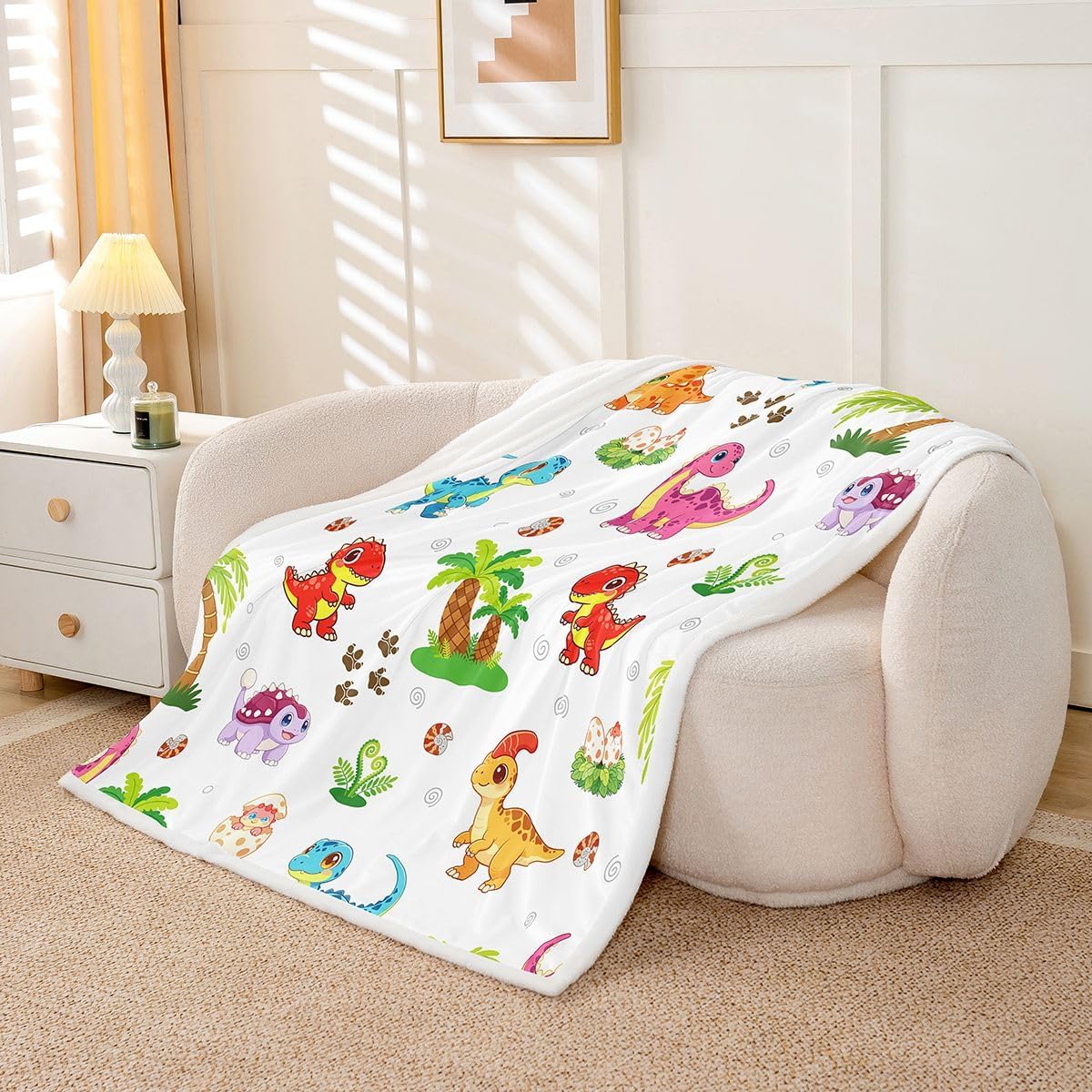 Feelyou Cartoon Dinosaur Kids Boys Girls Fleece Throw Blanket Twin 60"x80"