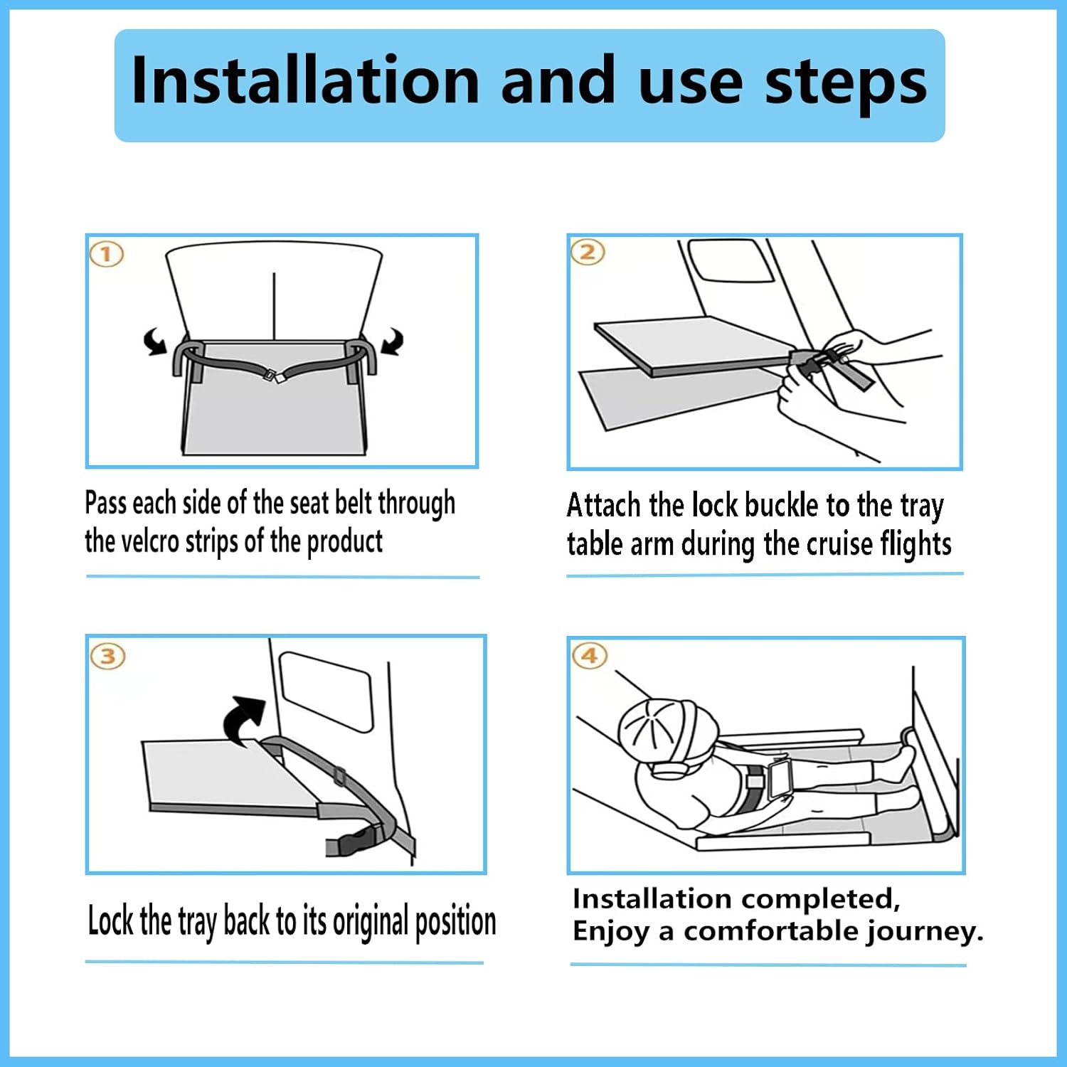 Toddler Airplane Bed & Extender for Kids, Enhances Travel Comfort (Black)