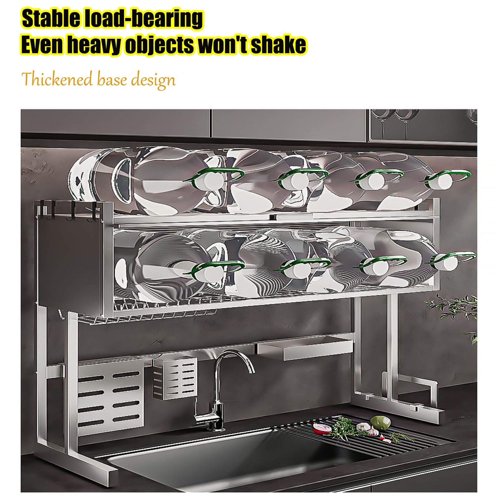 Grand Égouttoir À Vaisselle De Cuisine, Égouttoir À Vaisselle, Égouttoir À Vaisselle En Acier Inoxydable 304, Égouttoir À Vaisselle Avec Couvercle(Original color - height 69cm/27in,105cm/41in)