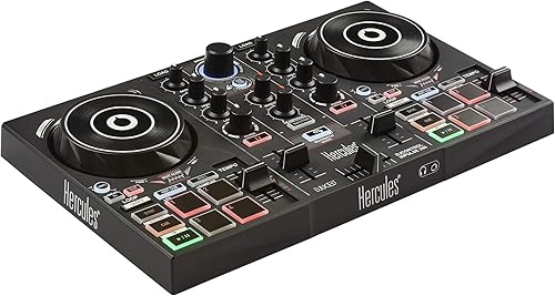Hercules DJ - Controlador de DJ DJControl Inpulse 200 con USB, ideal para principiantes que aprenden a mezclar, 2 pistas con 8 almohadillas y