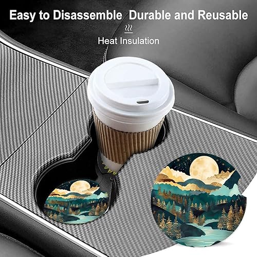 Miniatura 9 de Portavasos de cerámica para mujereshombres, bonitos portavasos absorbentes para automóvil con muesca de dedo de 2.56 pulgadas, paquete de 2, hermosa