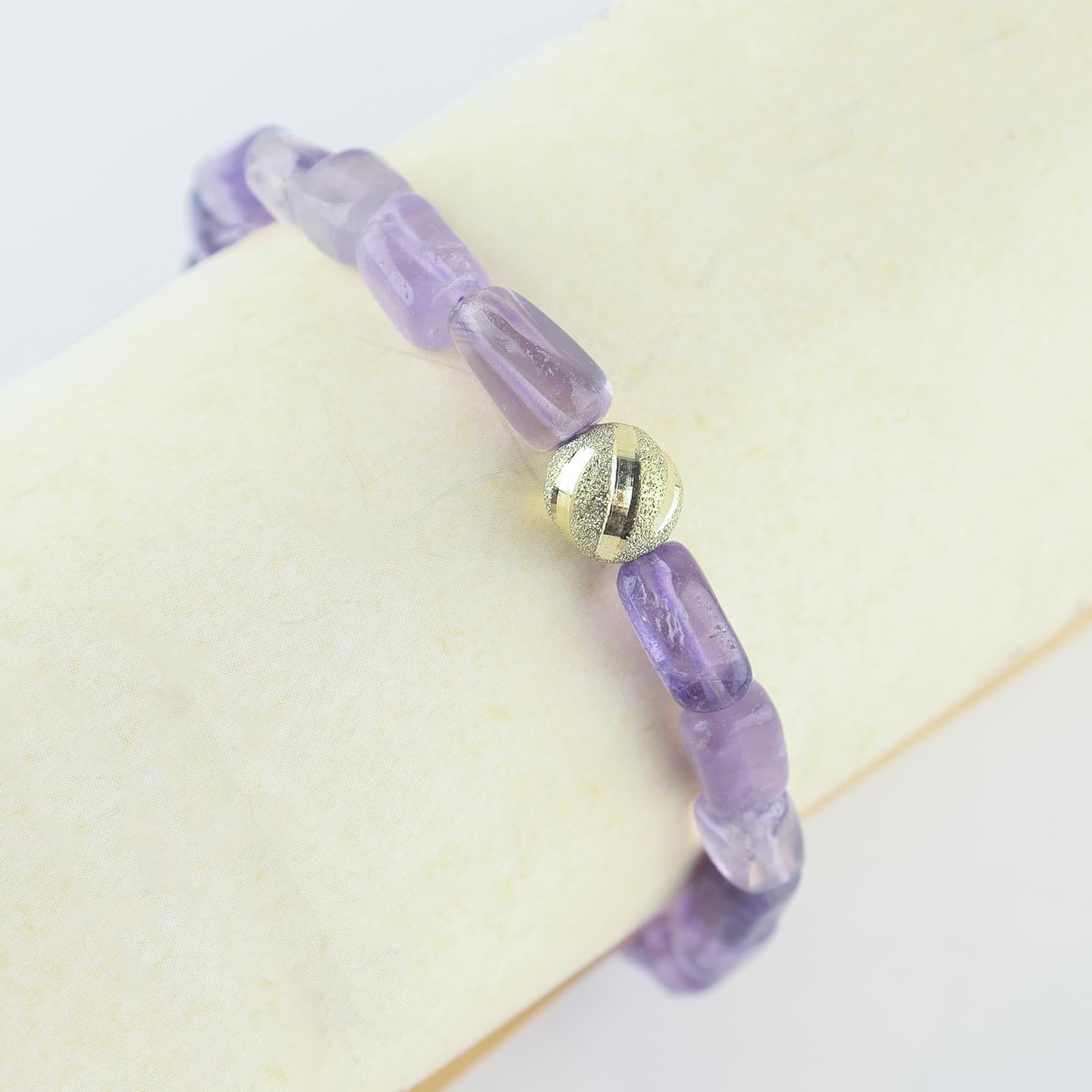 Amethyst Tumbel Elastic Stretch Bracelet, Natural Beads, Chakra Healing Jewelry for Men & Women, Adjustable Bracelet, Bracelet Stone Size 21x30mm Approx Weight 27 to 35 carat Approx. - Image 5