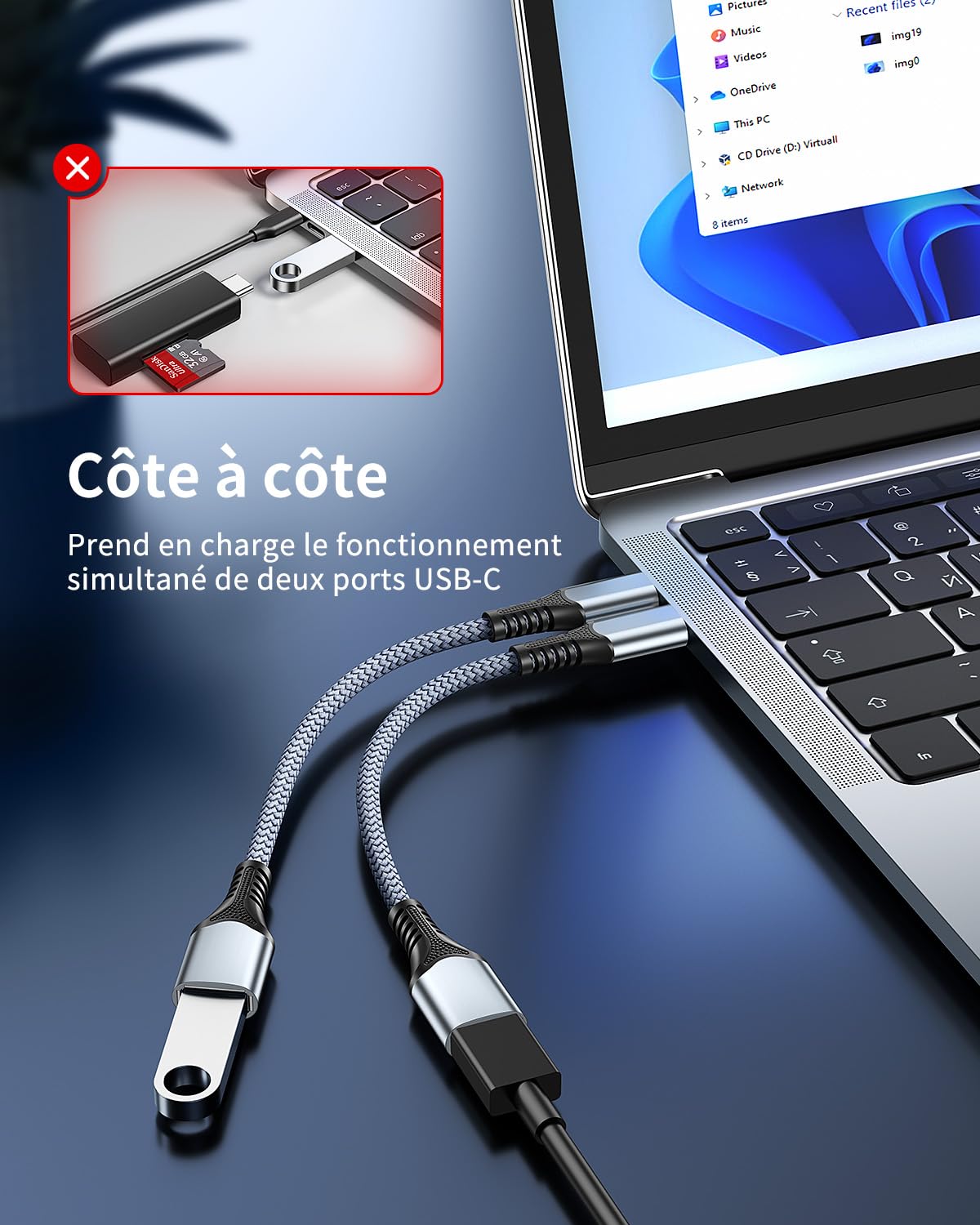 ANDTOBO Adaptateur USB C vers USB 3.0 OTG, Câble Thunderbolt3 pour iPhone 15 Pro Max, Samsung Galaxy S23, MacBook Pro