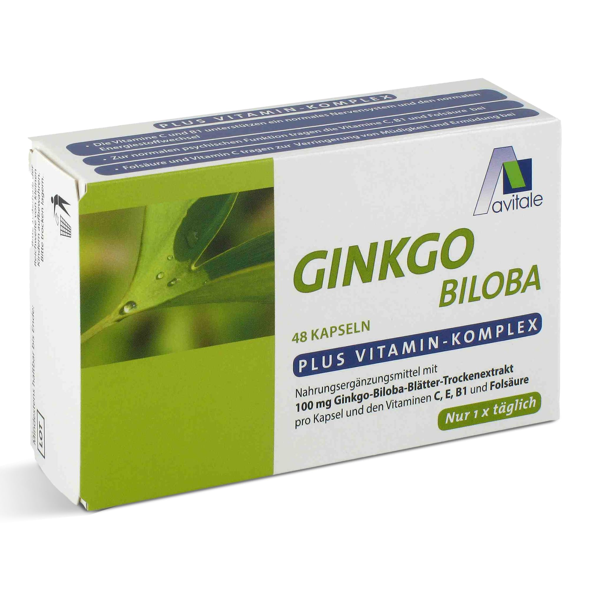 Avitale Ginkgo 100 mg Kapseln mit B1, C und E – 48 Stück