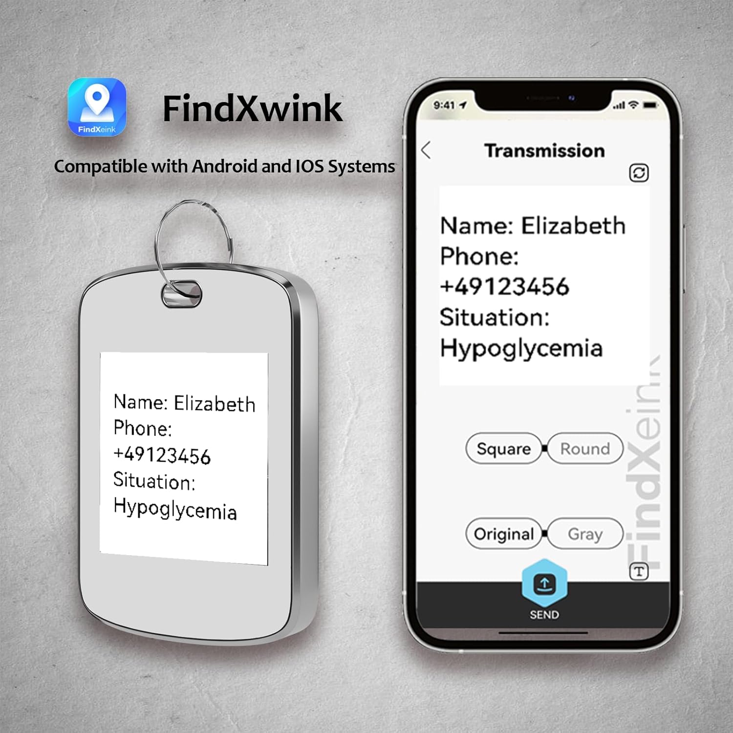 FindXeink ET-EK A110 with phone app showing customization